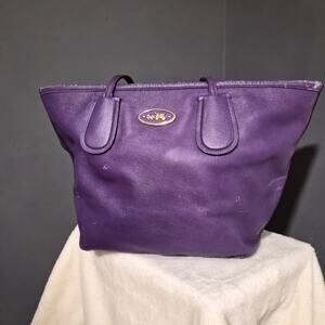 Authentic Coach Purple Leather Metro Tote #33915 - Worn Condition - AS
